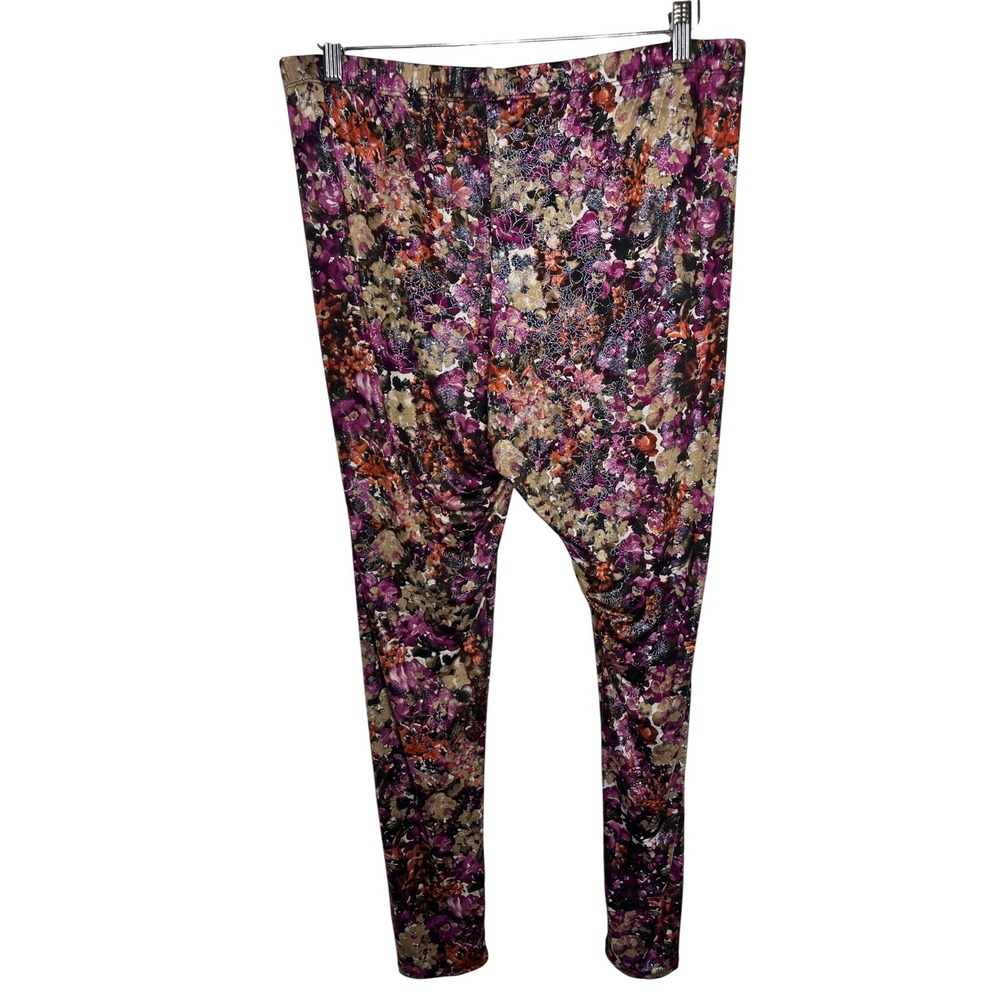 Torrid Leggings Womens 2X US 18–20 Multicolor Floral‎ Metallic Shimmer Stretch